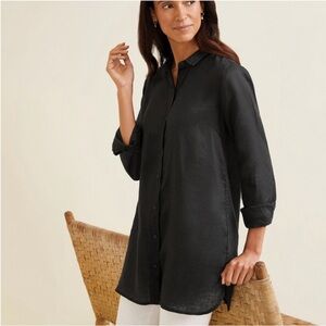 GARNET HILL Easy Linen Button Down Top Shirt Tunic